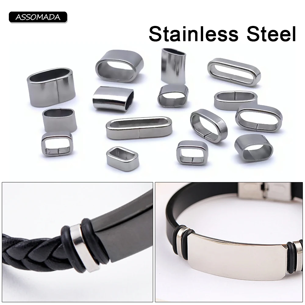 10pcs Stainless Steel Ring For Leather Bracelet Ornament Connect Lace Buckle Bracelet Clasp DIY Jewelry Making Accessories