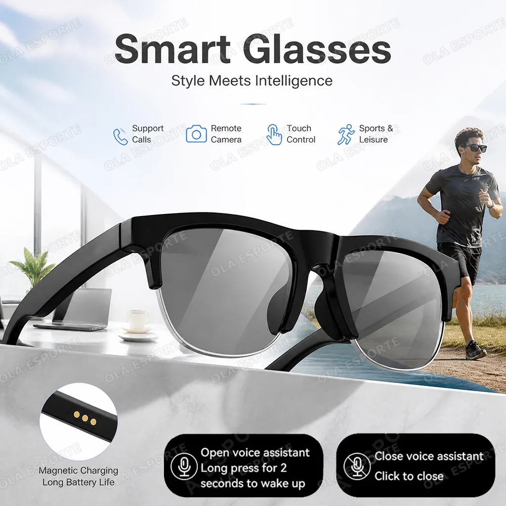 New Camera AI Smart Glasses 2026 Touch Control Photo Recording Translator Voice Assistant Music Wireless Bluetooth Sunglasses