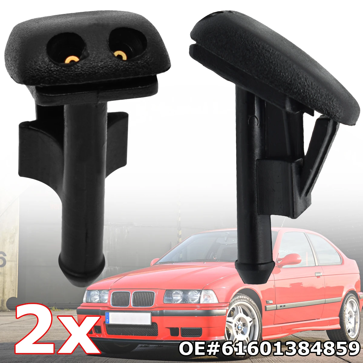 2Pcs Front Windshield Wiper Washer Jet Water Nozzle For BMW E36 318i 318is 318ti 323i 323is 325i 325is 328i 328is 61601384859