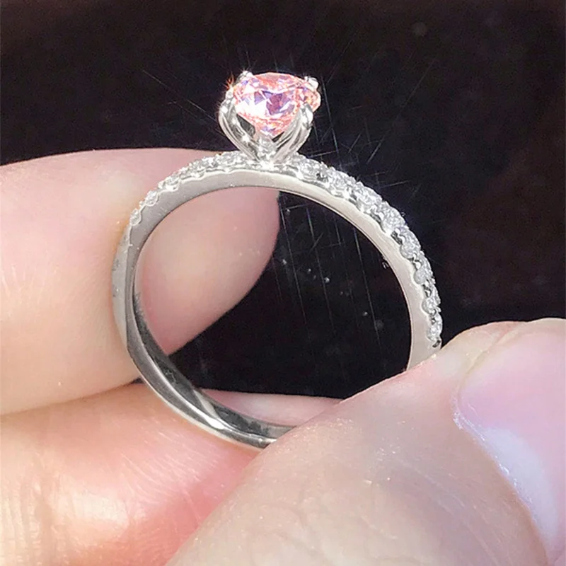 Huitan Klassisches 4-Krallen-Design, rund, Zirkonia, für Damen, Hochzeit, Verlobungsringe, 3 Farben erhältlich, zurückhaltender Brautschmuck, heißer Verkauf – Detail 18