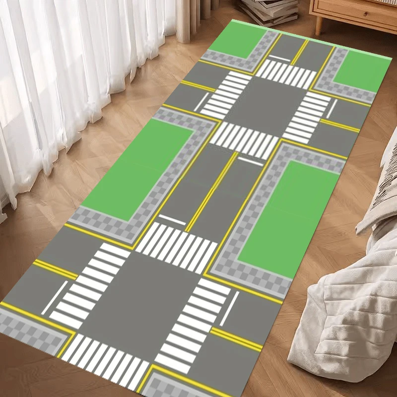 Educational City Traffic Play Mat, Interactive Road Rug with Vehicles Road Signs for Kids Learn Traffic Rules Large Game Carpet