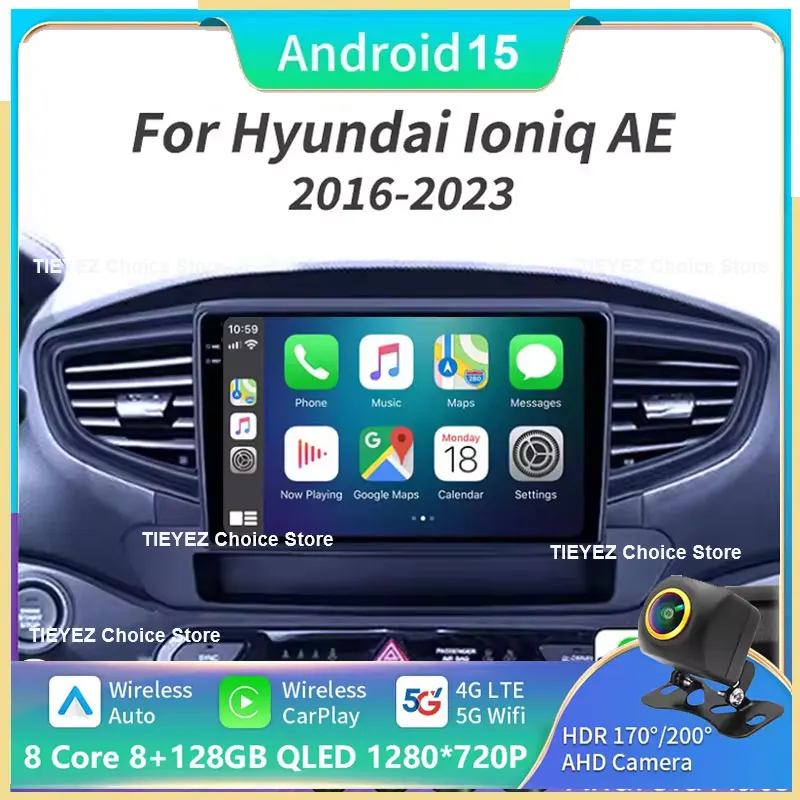Android 15 pour Hyundai Ioniq AE 2016 2017 2018 2019 2020 2021-2023 Carplay Auto autoradio multimdia lecteur vido stro GPS DSP