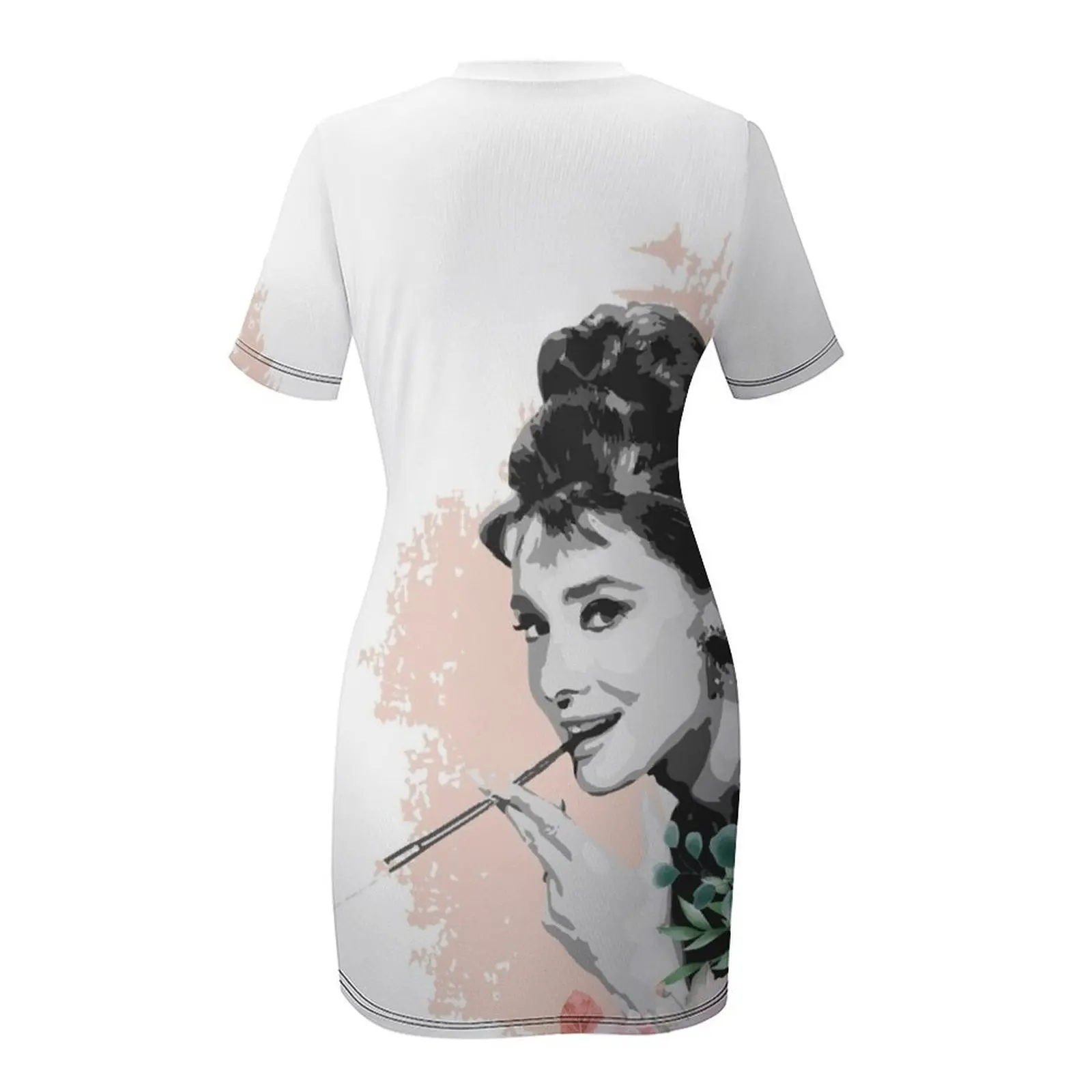 オードリー・ヘップバーン Tシャツ ステッカー 花 イラスト パーカー ノートブック 花 花 水彩画 半袖ドレス