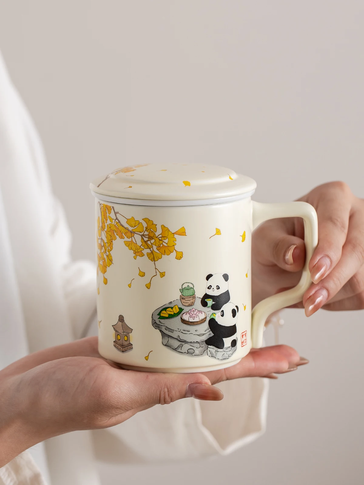 

Cerc Panda Mug Office Tea Brewing Cup with Lid Filter Tea Water Separation Home Use Cute Gift Fre Sle 350ml Capaci