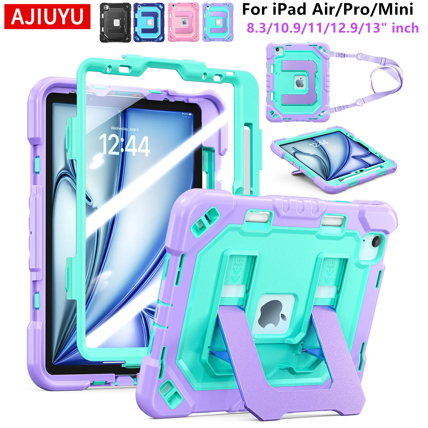 For iPad A16 11th 10th Generation Air 4/5 10.9 Shockproof Case, For iPad Pro Air 11 13 12 9 12.9 inch Mini 6 7 8.3