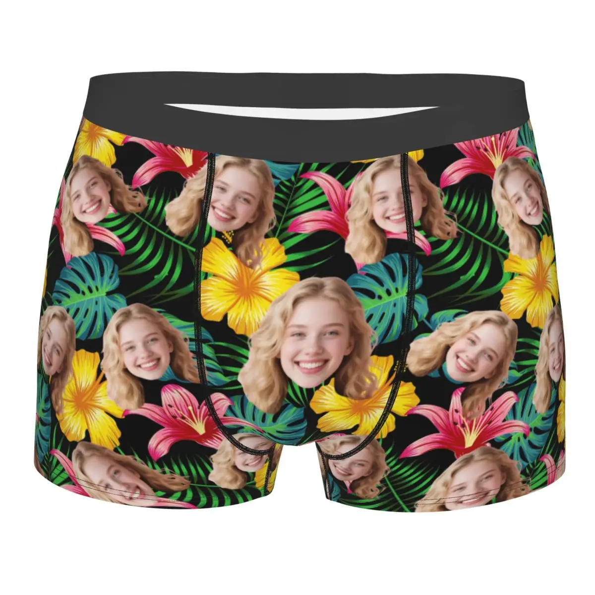 Valentine's Day Men's Personalized Custom Face Photo Underwear Boxer Briefs Soft Shorts Panties Underpants For Husband Boyfriend