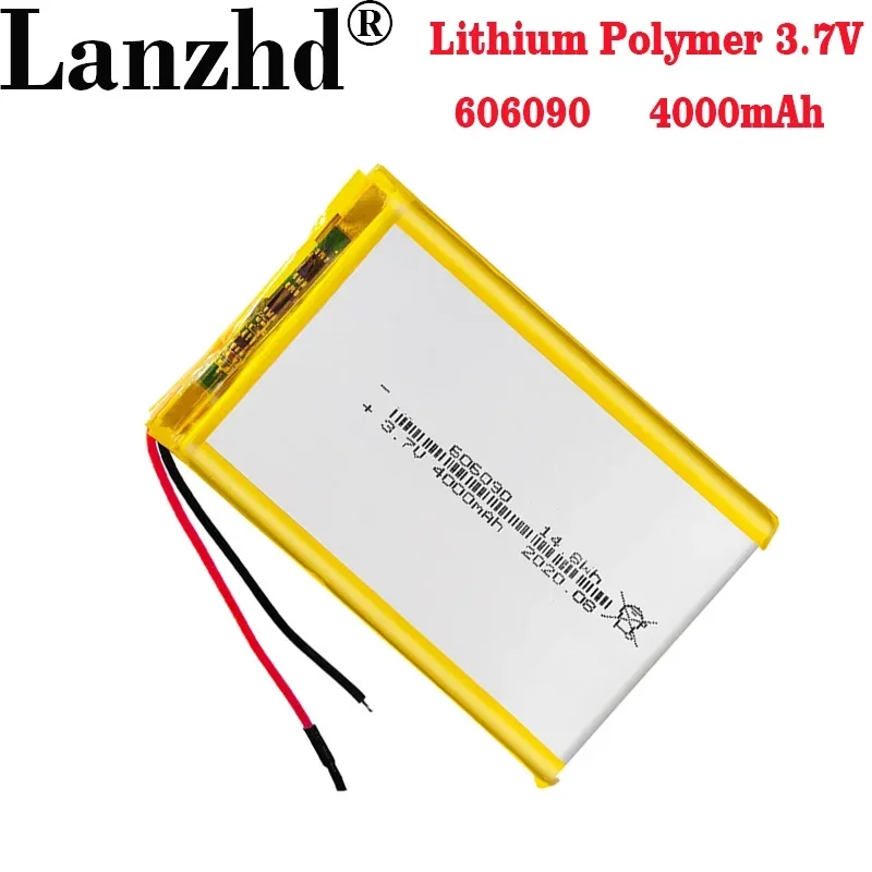 1-10PCS Lithium Polymer 3.7v 4000mAh 606090 Rechargeable Lipo Battery For GPS MP4 Camera Power Bank Tablet Electric Toys PAD DVD