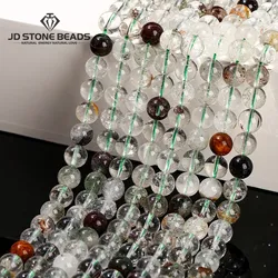 Natural Green Ghost Quartz Beads Round Loose Spacer Crystal Stone 4 6 8 10mm Pick Size For Jewelry Making Bracelet Accessory Diy