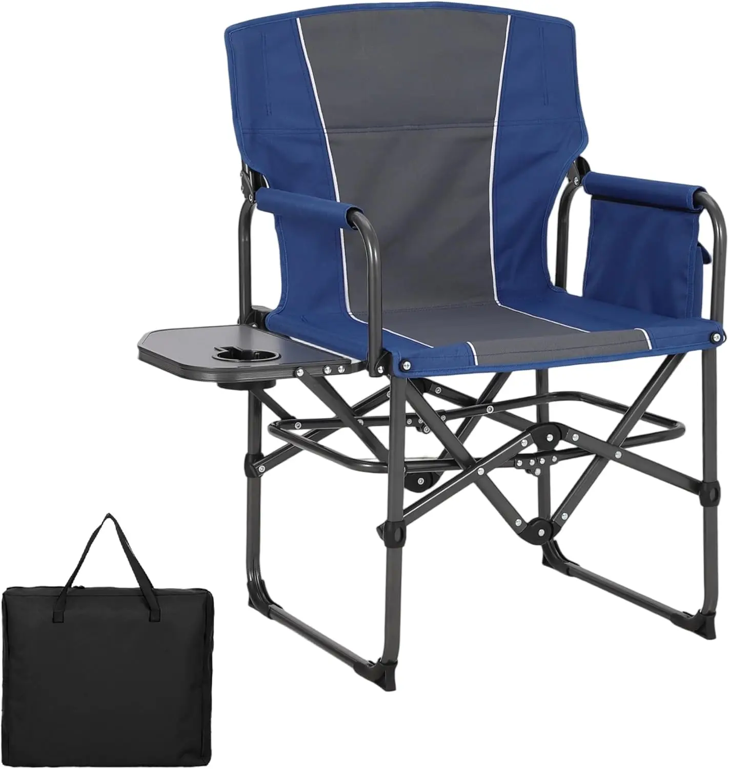 

Большое складное кресло для кемпинга с боковым столиком, портативное уличное кресло для взрослых, усиленное для использования на открытом воздухе