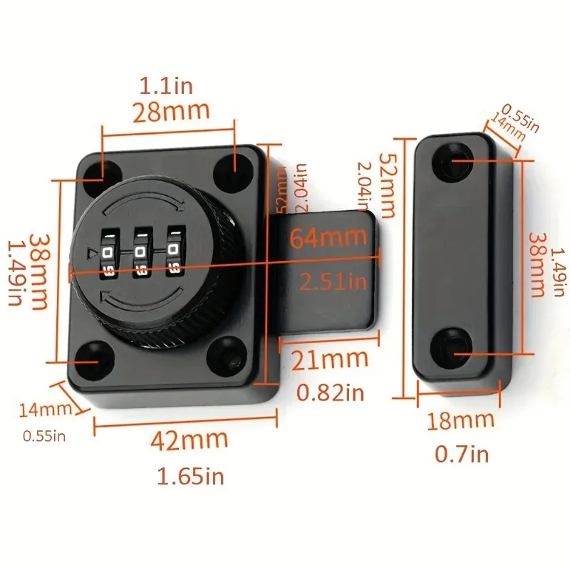 Safety Cabinet Password Lock Combination Latch Metal Wardrobe Lock Surface Mounted Suitable for Wardrobe Office Small Door