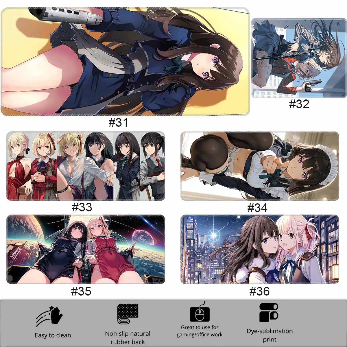 Large Anime Mouse Pad LycoReco MousePad Game Takina Inoue Gamer Keyboard Desk Mat Non-Slip Anime Waifu Mousepad Desk Mice Mat