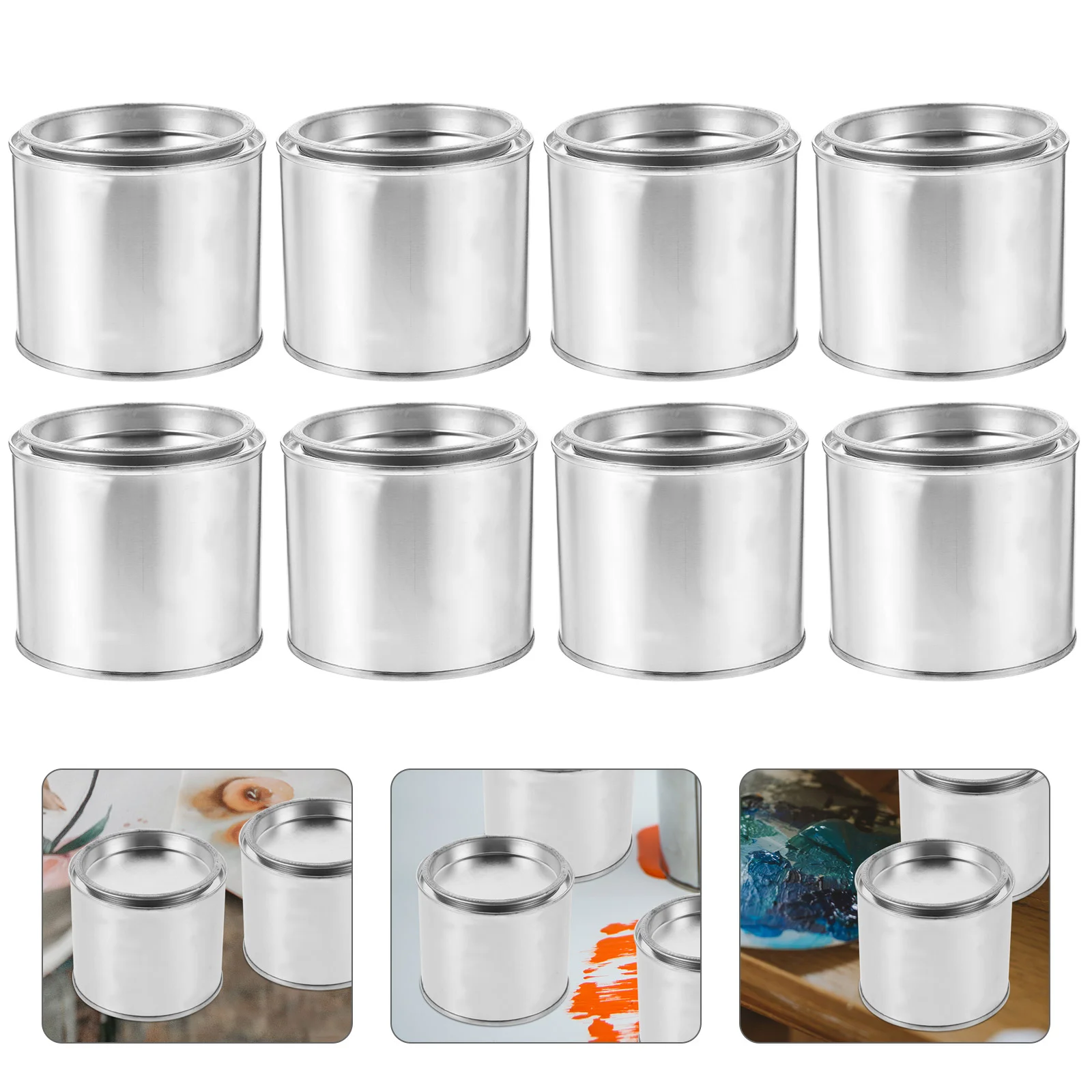 

8PCS Paint Mixing Iron Can Round Metal Oil Paint Cans Portable Printing Ink Storage Can Practical Paint Storage Can Sturdy Oil I