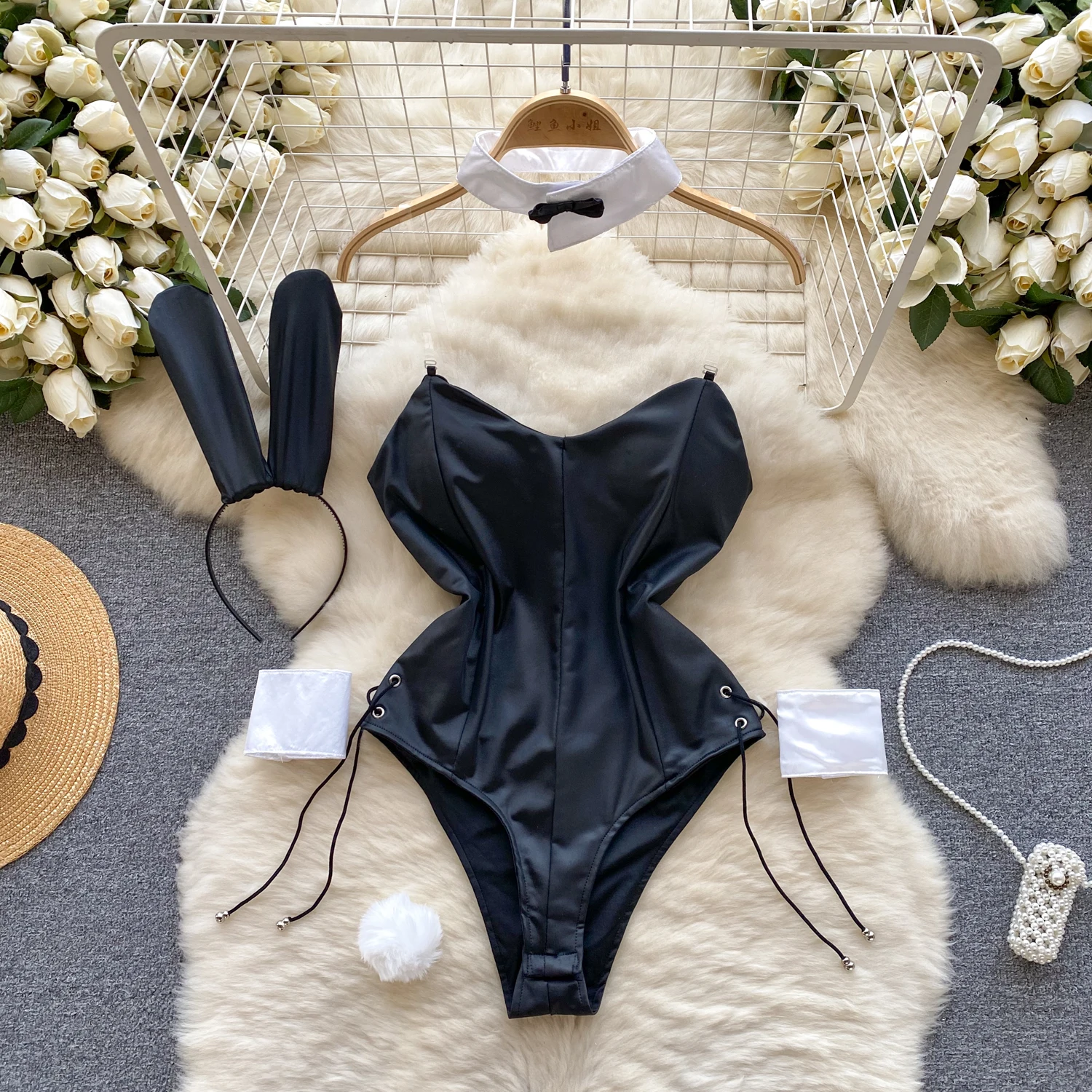 

Women Sexy Bodycon Bodysuits Fashion Erotic Sleepwear Backless Catsuits Cute Rompers One Piece Combination Bunny Onesie