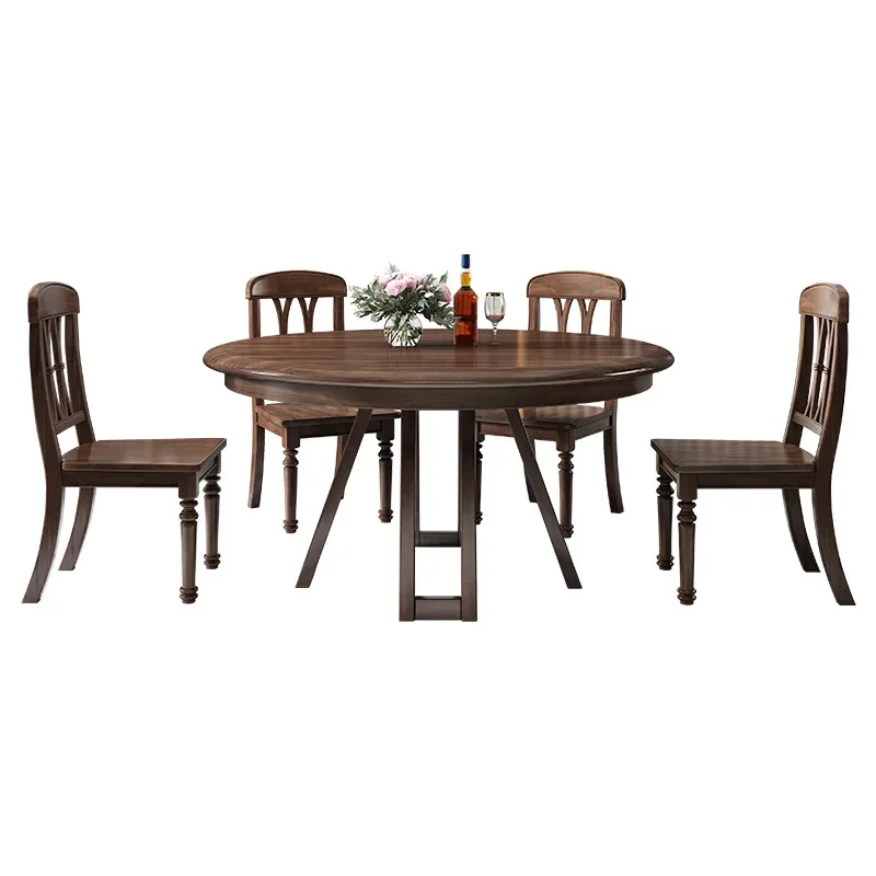 

American, minimalist, retro, retractable, table and chair combination, solid wood