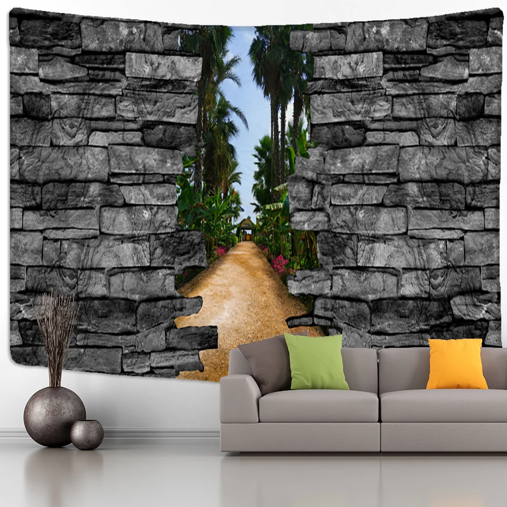 Stone crevice landscape tapestry wall hanging psychedelic witchcraft hippie Tapiz natural scenery home decoration