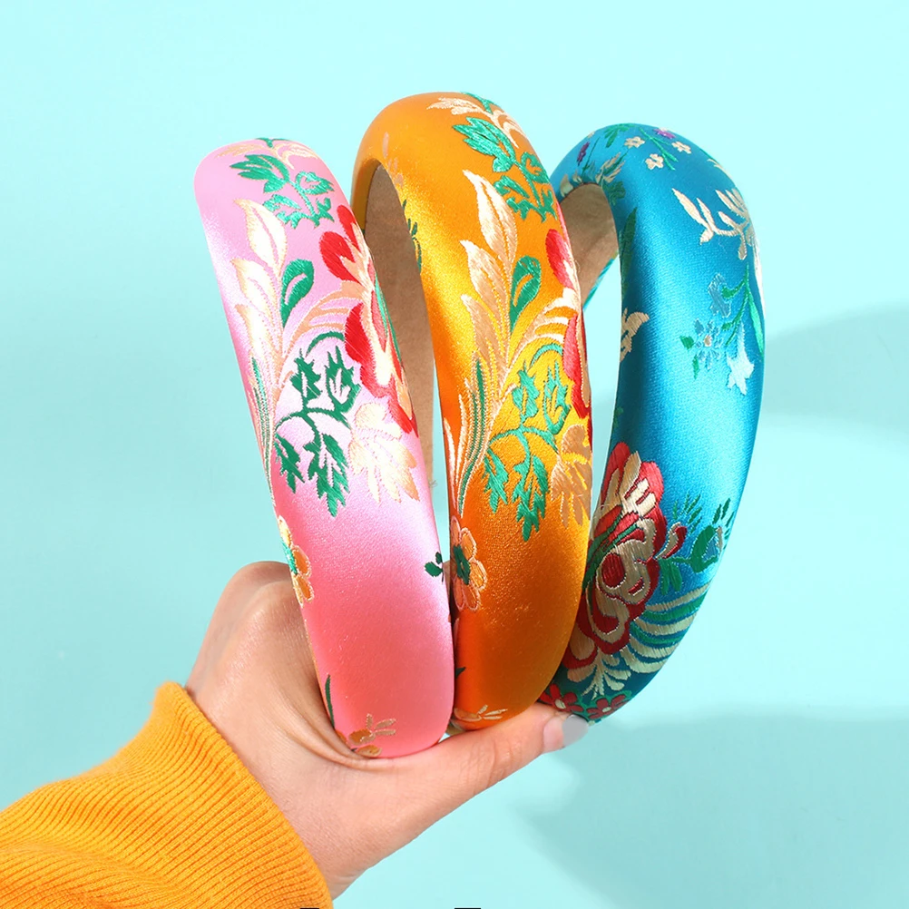 

Embroidery Band Fashion Wide Rim Headband Creative Women Girls Accessories Lightweight Blue Simple Design Matching Any Outfit