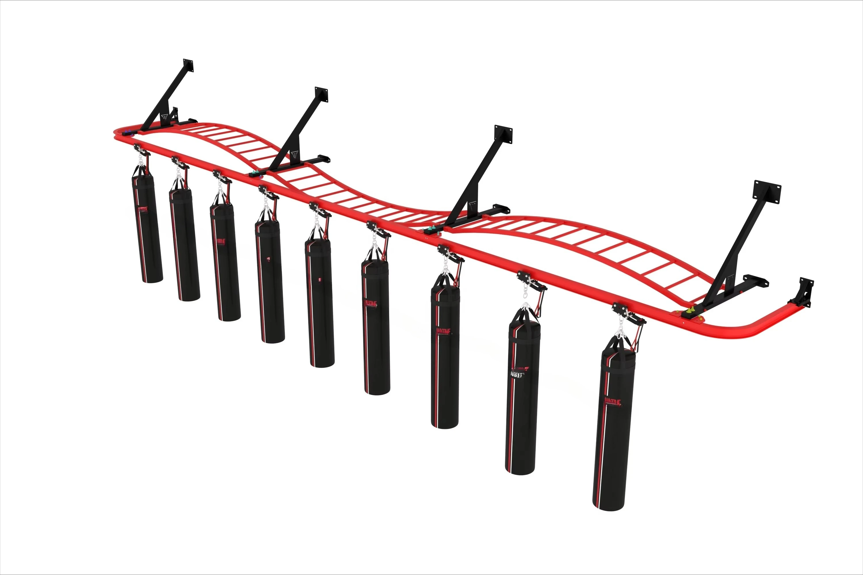 Commercial Grade 5×12FT Punching Bag Mounting Rack Mobile Trolley Frame for Multiple Boxing Bags Placement