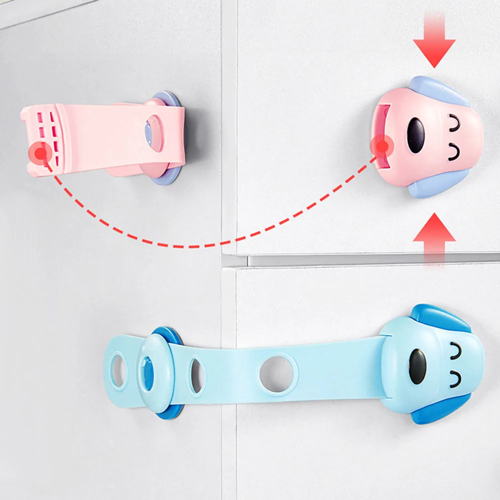 Cartoon Cute Wardrobe Baby Kids ABS Sliding door Straps Double button Children\'s safety lock Refrigerator protection lock