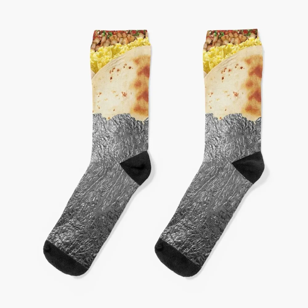 Calcetines de Burrito para hombre y mujer, calcetín de compresión con estampado floral, huevo, patata y Pico, ideal para el desayuno, Año Nuevo