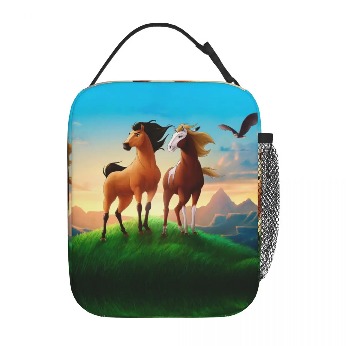 Cartoon Spirit Stallion Of The Cimarron Insulated Lunch Bag Horse Film Lunch Container Portable Thermal Cooler Lunch Box Picnic