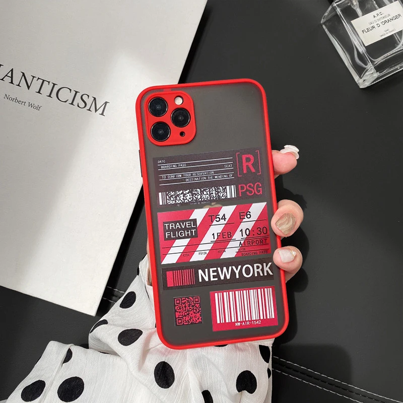 Fashion Art Travel Label Phone Case For iPhone 15 14 13 12 11 Pro XS MAX 7 XR SE20 8 14Plus Clear Ticket Hard Cover Matte Fundas