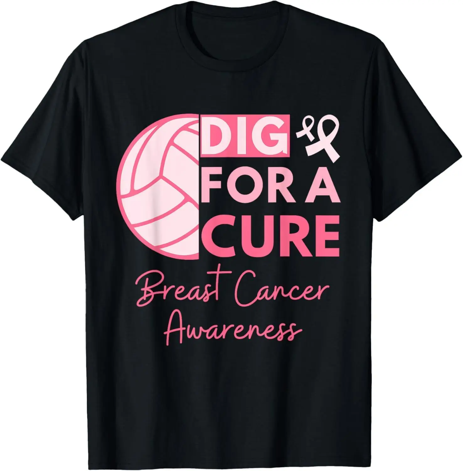 Breast Cancer Awareness Dig For A Cure Volleyball Pink Out T-Shirt