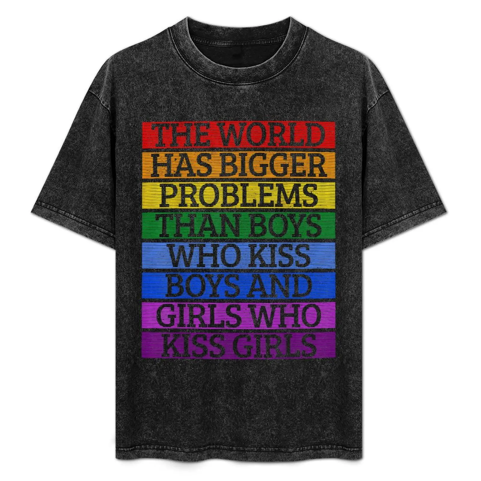 

Pride allyship Gay Pride Month LGBT The World Has Bigger Problems Rainbow T-Shirt Fashion Print Casual Short Sleeve