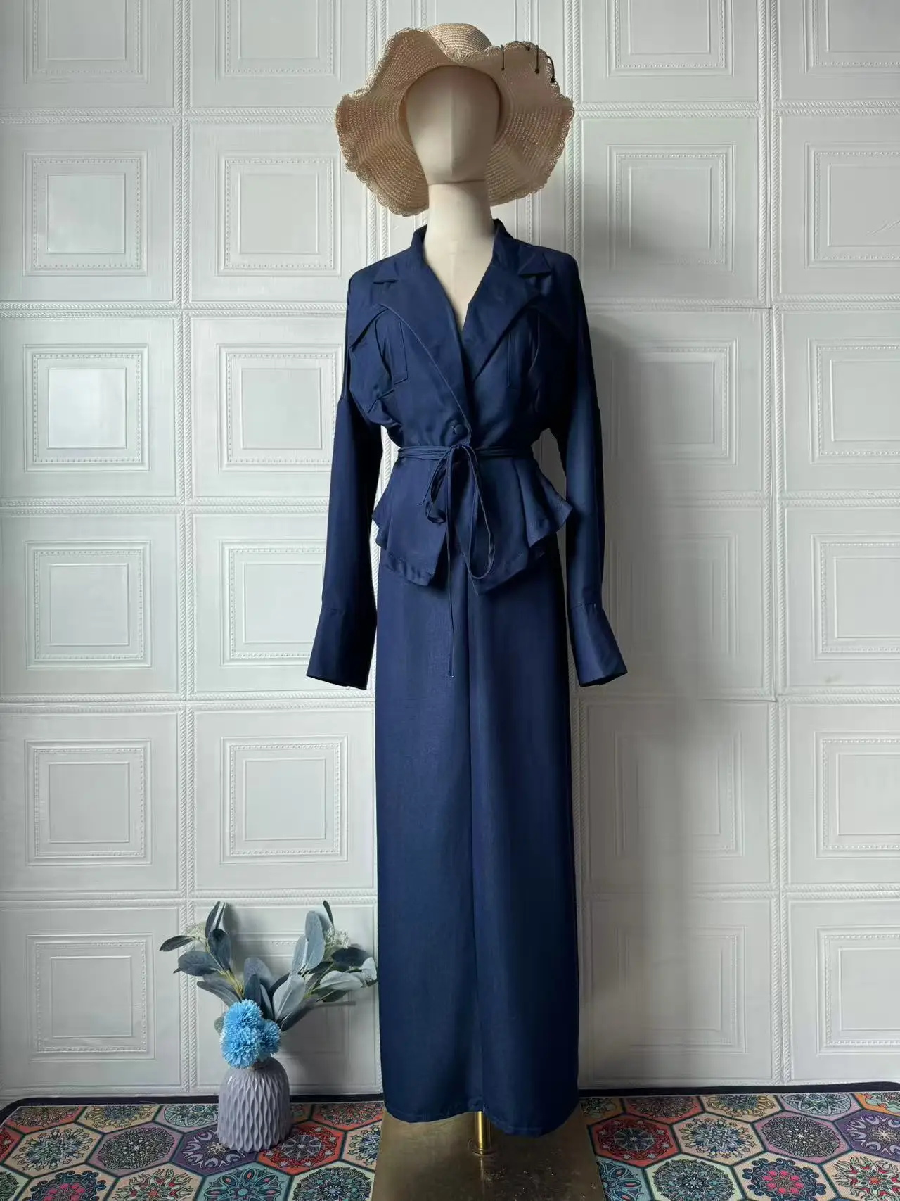 Elegant Long Sleeve Lace-up Shirt With High Waist Long Skirt Set For Woman Temperament Spring Office Lady Outfits