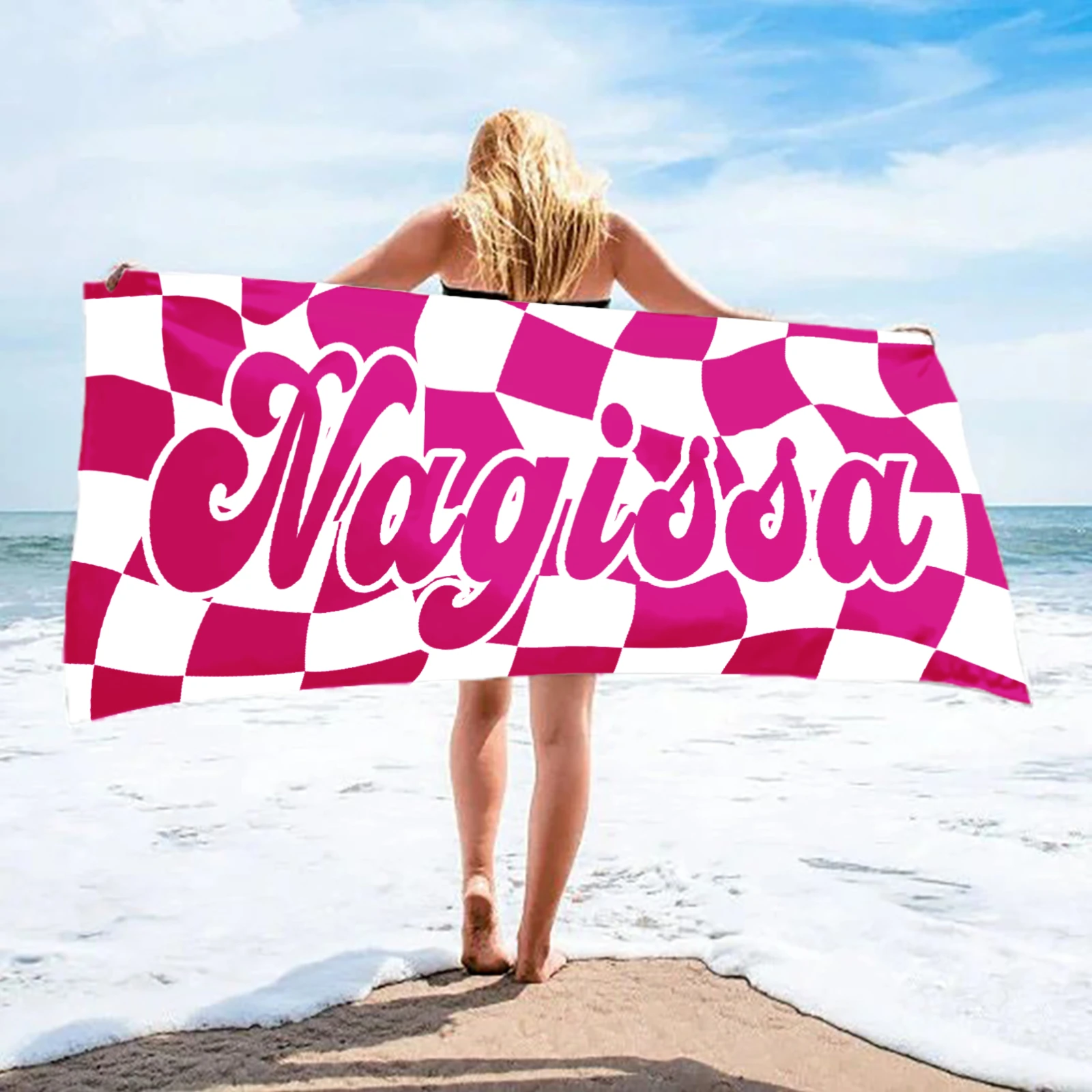 Personalized Beach Towels For Girls Custom Name Microfiber Anti-Sand Super Absorbent Summer Bath Towel Large Quick Drying