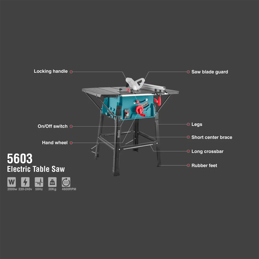 Ronix 5603 2000w Multi-functional Wood cutting Saw Electric Sliding Track power saws Table Saw with dust collection