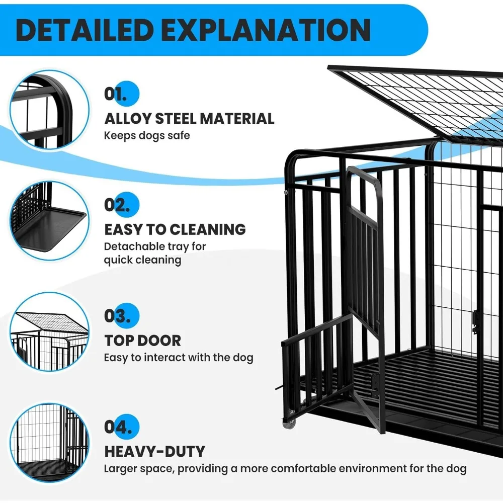 صندوق كلب غير قابل للتدمير من الفولاذ عالي التحمل مقاس 42 بوصة، قفص كلب مطور مقاوم للهروب للكلاب المتوسطة/الكبيرة والكلاب القلق العالي، خارجي #4