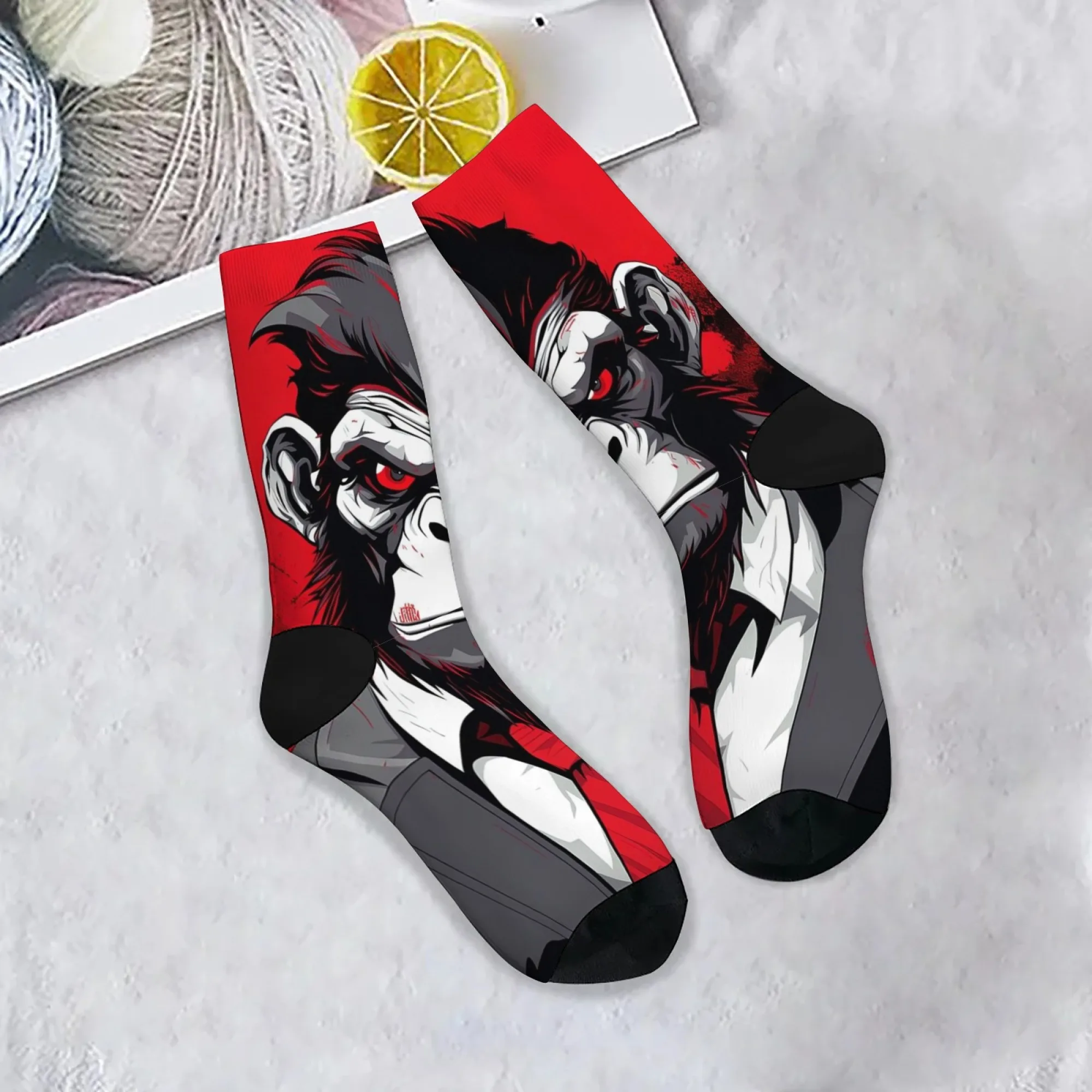 

Новинка, костюм Харадзюку, повседневные носки с принтом гориллы, удобные дышащие нескользящие мужские носки, уличные носки в стиле хип-хоп, забавный подарок