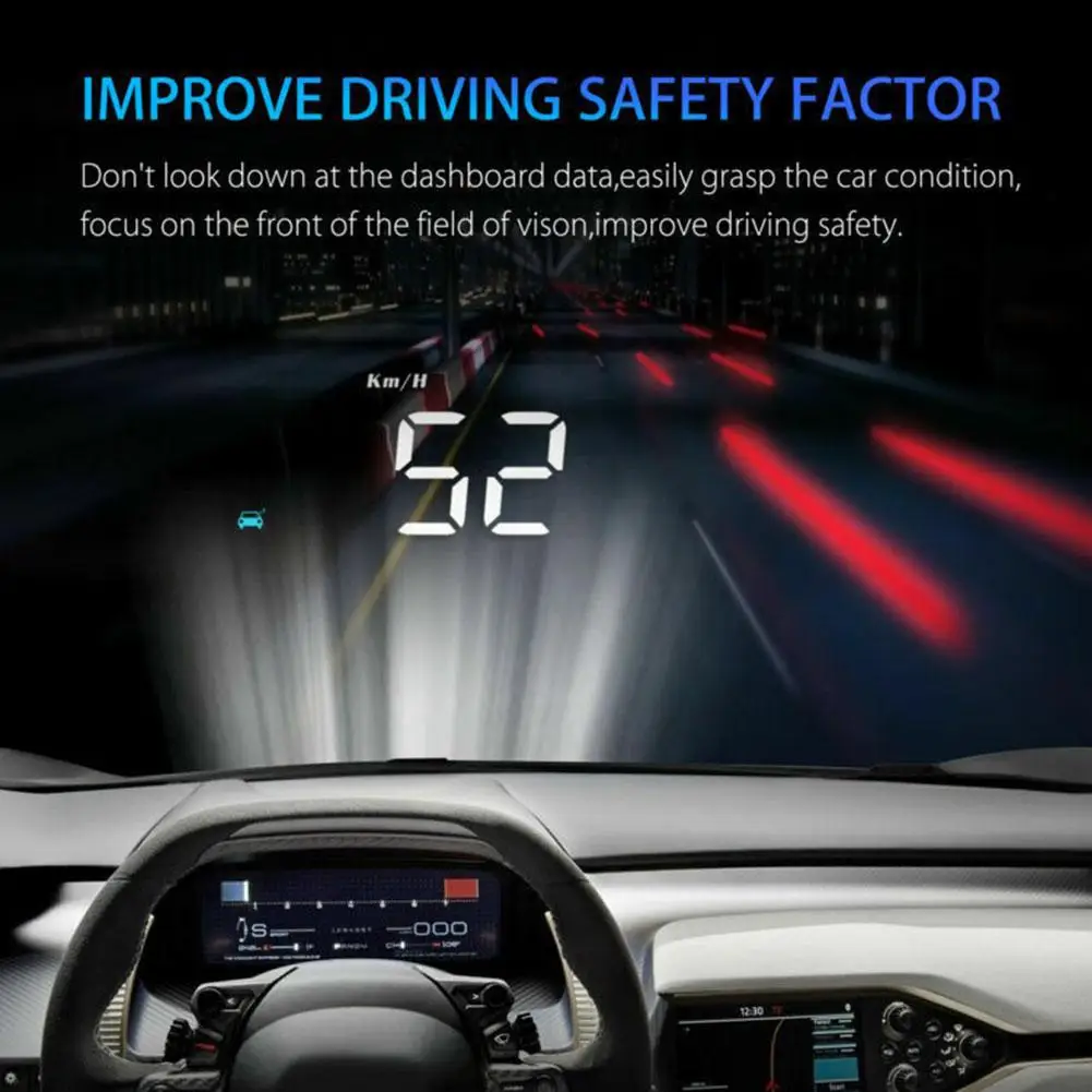 

M3 HUD Obd2 Display On-board Computer Car Head-up display Windshield Big Font projection E-OBD and GPS Suitable for All Car S6O5