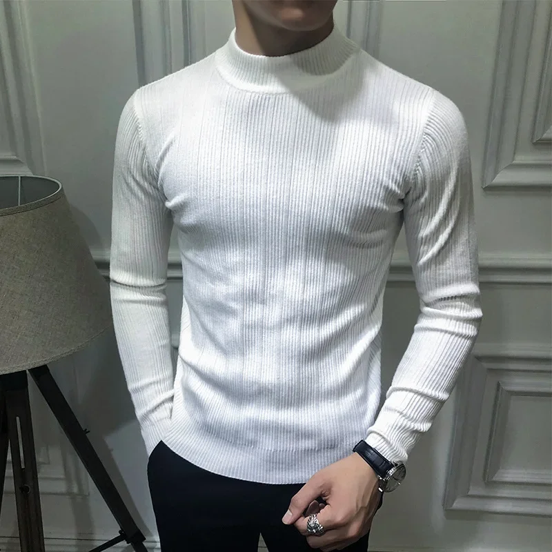 MRMT 2024 nuovissimo maglione da uomo coreano a righe selvaggio uomo mezzo collo alto manica lunga maglioni uomo maglione lavorato a maglia Pullover