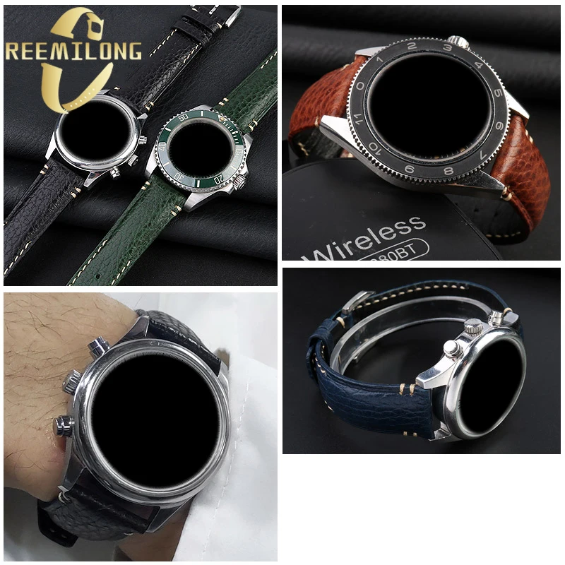 Italian Cowhide lea/ther watch strap 20mm quick release pin black blue brown green men watchband For Omega Seamaster Speedmaster