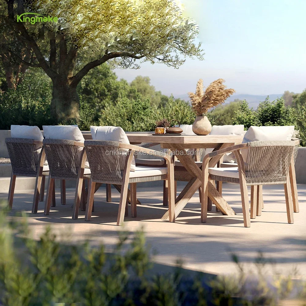 New Outdoor Teak Furniture Restaurant Furniture Sets Luxury Teak Wood 6 Or 8 Seater Dining Table And Chairs