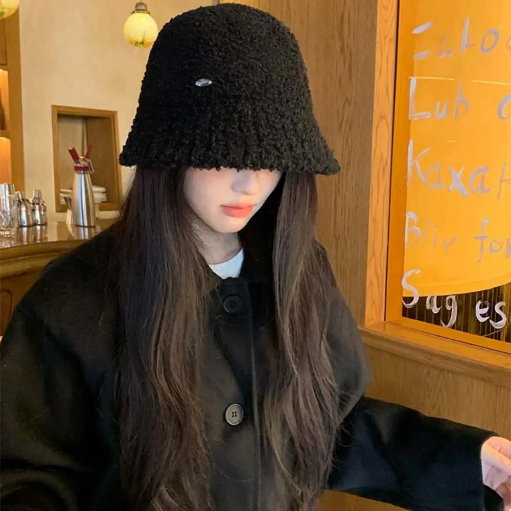 Breite Krempe Plüsch Fischer Kappen Warm Halten Verdickt frauen Eimer Hut Retro Vintage Casual Warme Becken Hut Herbst Winter