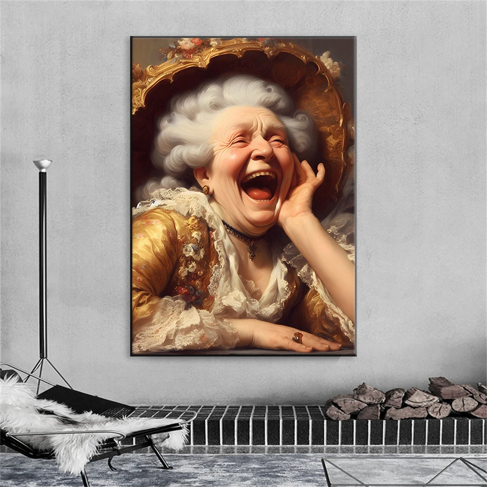 Funny Altered Art Oil Painting Prints Man Surprised Portrait Poster Renaissance Baroque Canvas Painting For Gallery Home Decor