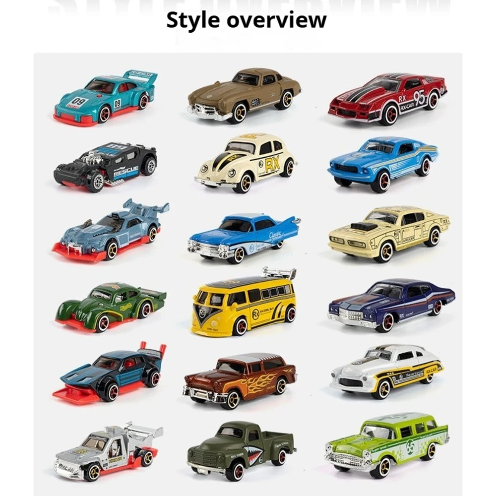 1:64 Rennwagen-Serie aus Legierung, Vintage-Automodelle, Miniatur-Druckguss-Spielzeuge mit Gleitfunktion und Gummireifen, Modische Geschenke für Kinder
