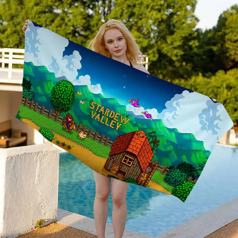 Stardew Valley game Bath Towel Microfiber Soft Water Absorbing Breathable For Girl Kids Decorative Cartoon Beach Towel