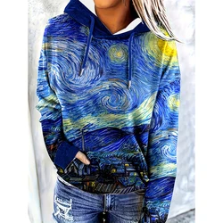 Van Gogh The Starry Night 3D Print Hoodies Women Fashion Streetwear Casual Pullover Y2k Hoodie Hooded Sweatshirts Woman Clothing