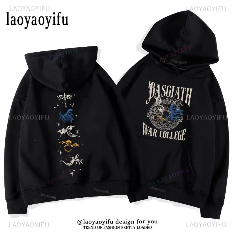 Fourth Wing Graphic print Hoodie, Casual Basgiath War College Long Sleeve Hooded Sweatshirt, Unisex Plus Size XS-3XL Clothing