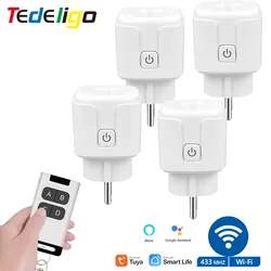 WiFi Rf inteligentne gniazdo wtykowe z monitorem mocy, bezprzewodowy pilot zdalnego sterowania Tuya AC 110V 220V 16A 3000W praca z Alexa Google