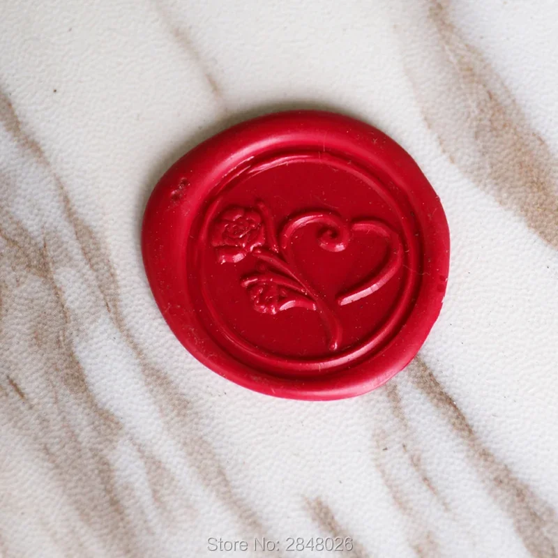 

Штамп с сургучной печатью в форме сердца и розы, романтический сургуч с любовью для свадьбы, подарок для нее, латунный штамп с сургучной печатью, цветочный позолоченный штамп с сургучной печатью