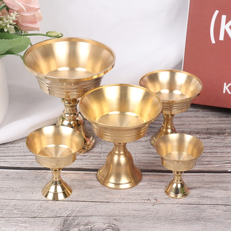 Household Multi-Size Buddhist Ghee Lamp Golden Copper Alloy Oil Lamp Holder Candlestick Holder Home Decoration Ornament Gifts