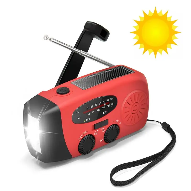 

Multifunctional Solar Hand Crank Radio FM AM Weather Radio 2000mAh USB Charging Emergency LED Flashlight Power Ban