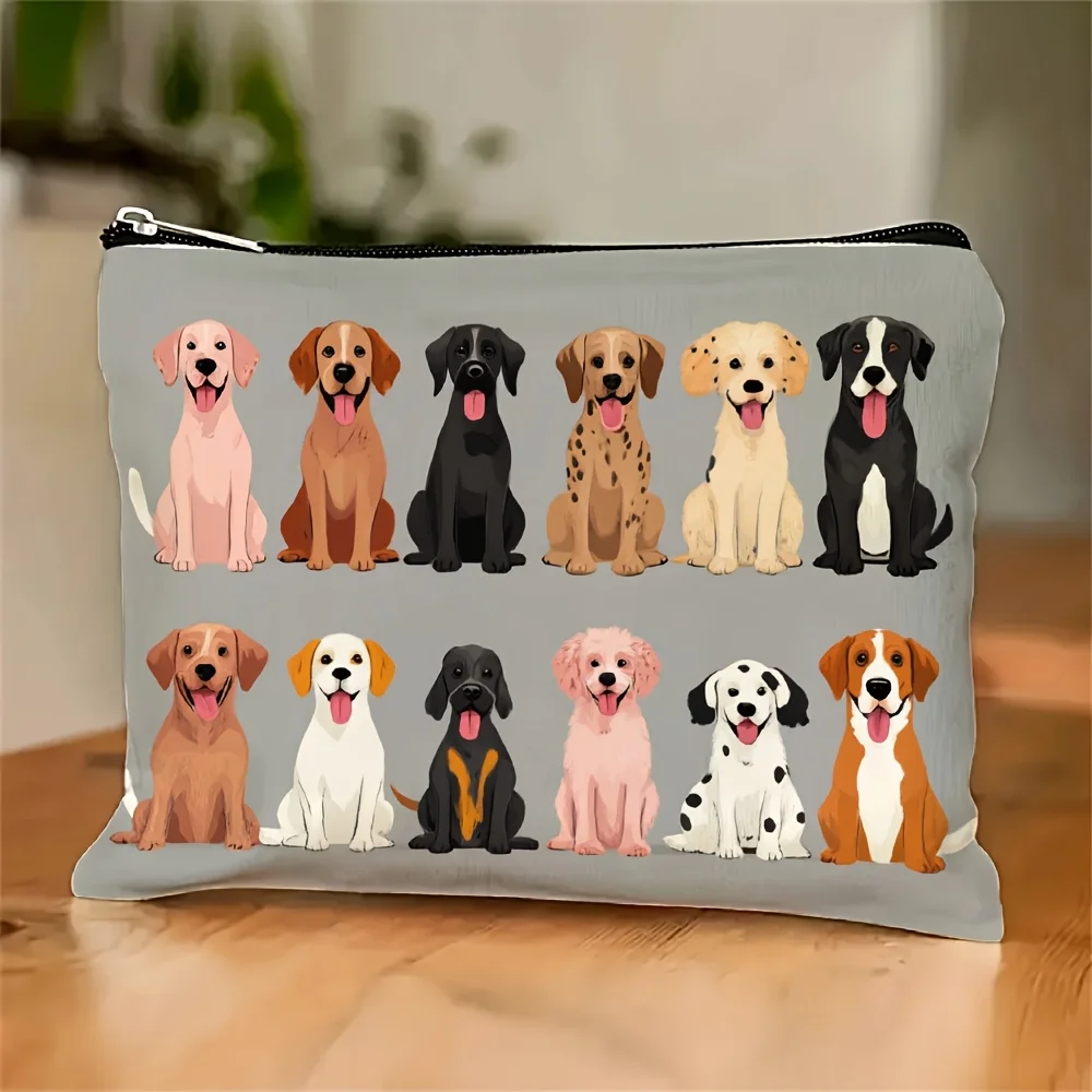

A Cute Dog Print Makeup Bag- Multifunctional Zipper Pouch, Jewelry Storage Bag, Perfect Travel Zipper Small Storage Bag.