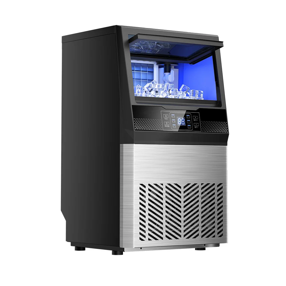 #% Efficient Quiet All-in-One Commercial Air-Cooled Cube Ice Machine Electric Button Control Fast Ice Making Household/Hotel/Ba