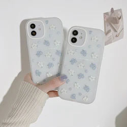 INS Aesthetic Blue Flower Phone Case For Samsung A52S 5G A52 A32 A51 A12 A21S A50 A22 A11 A10S A03S A02S A03 Soft Clear Cover