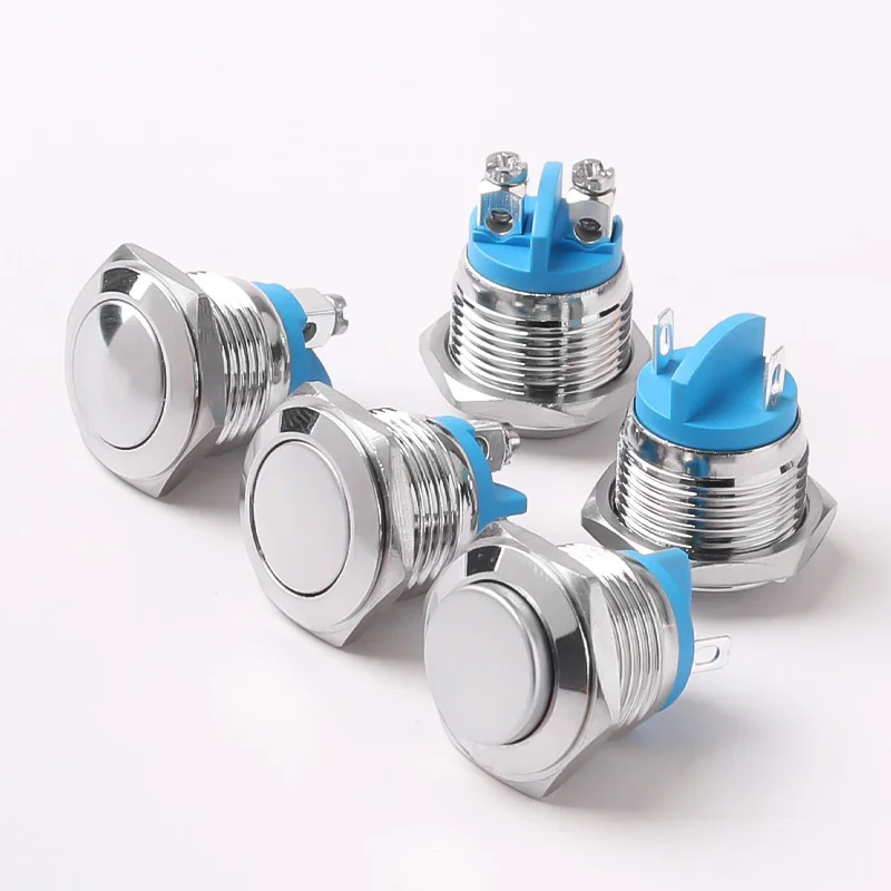 16MM 19MM 22MM Metal Button Switch Screw/Welding Foot High/Flat/Ball Head 1NO Momentary Waterproof Switch